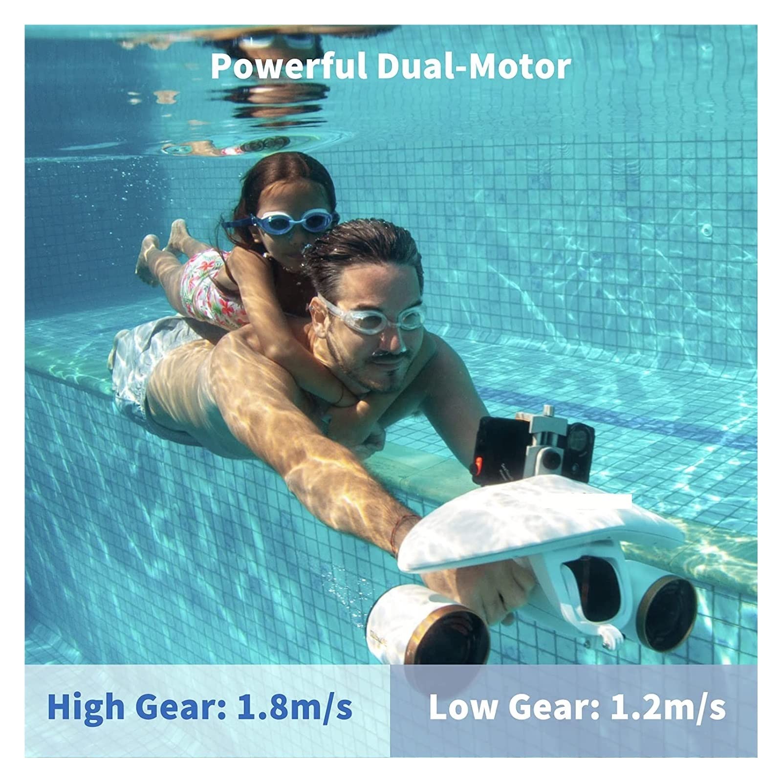 Scooter subacqueo elettrico, Il motorino subacqueo del mare 4.3Mph si raddoppia l'attrezzatura di immersione subacquea del motorino 60mins del motorino di immersione 40M for la piscina per sport acqua