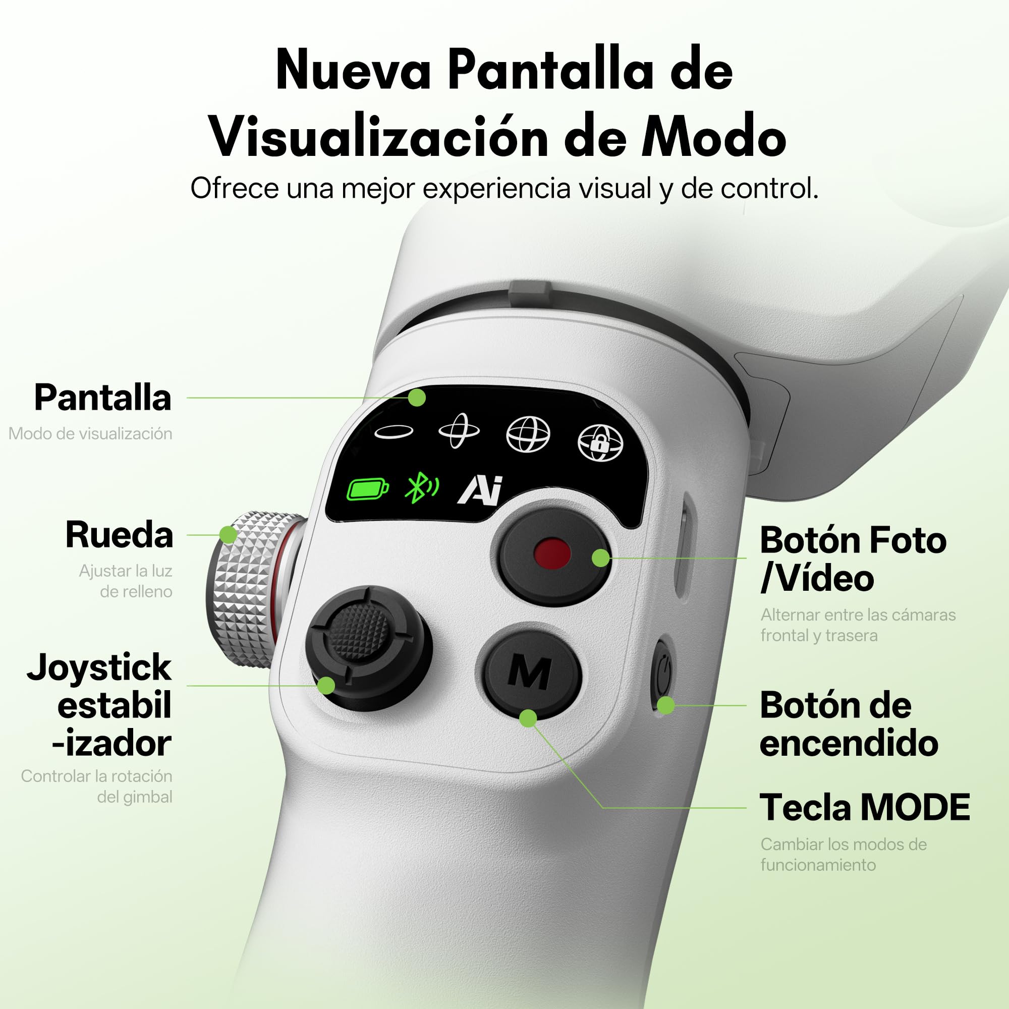 ZHIYUN Smooth Q5 Ultra Estabilizador Móvil con Integrada Luz de Relleno | Gimbal iphone, Barra de Extensión, Trípode, Portátil y Plegable, Estabilizador Smartphone para Volgging, TikTok