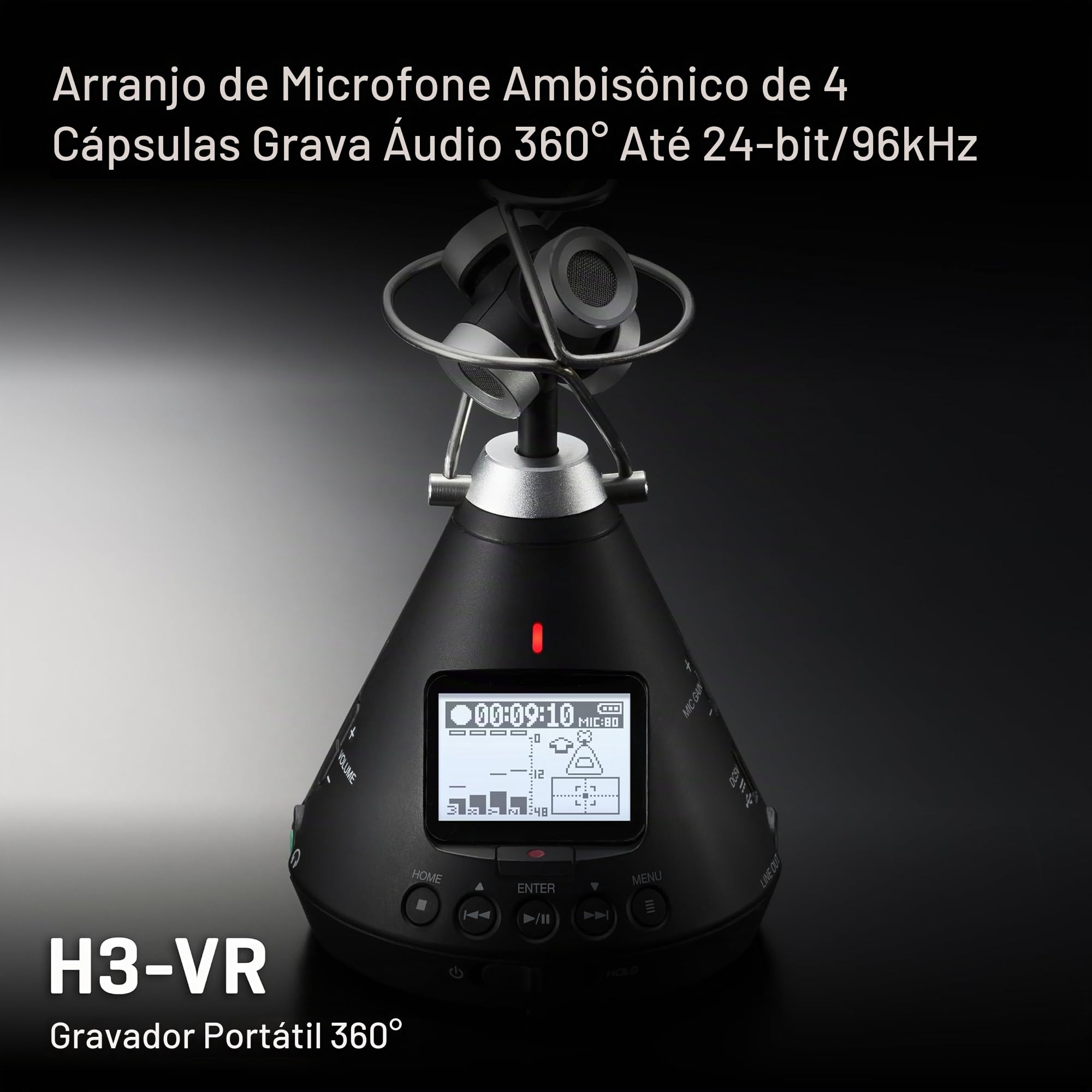 Zoom Gravador de áudio H3-VR 360°, grava ambisônicos, binaurais e