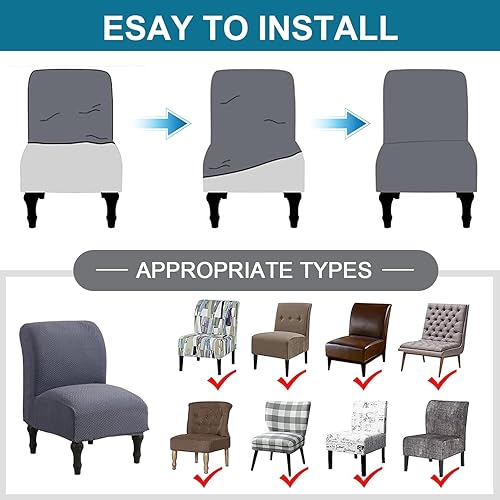 Miniatura 2 de JIAN YA NA Funda para Silla de Acento sin Brazos, Funda Elástica para Silla sin Brazos de Spandex, Fundas para Sillas sin Brazos, Funda para Silla