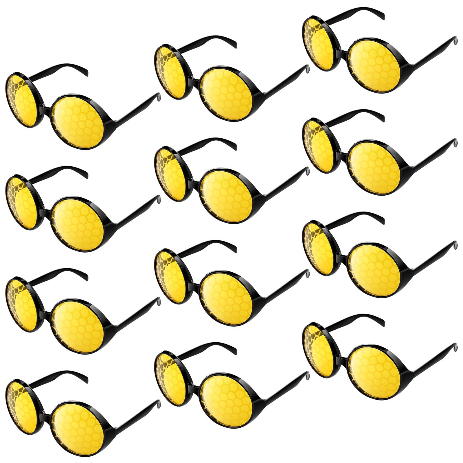 Bencailor 12 Pcs Bee Glasses Sunglasses Honey Bee Costume Glasses Funny Eyeglasses Honeycomb Accessories Party Favors
