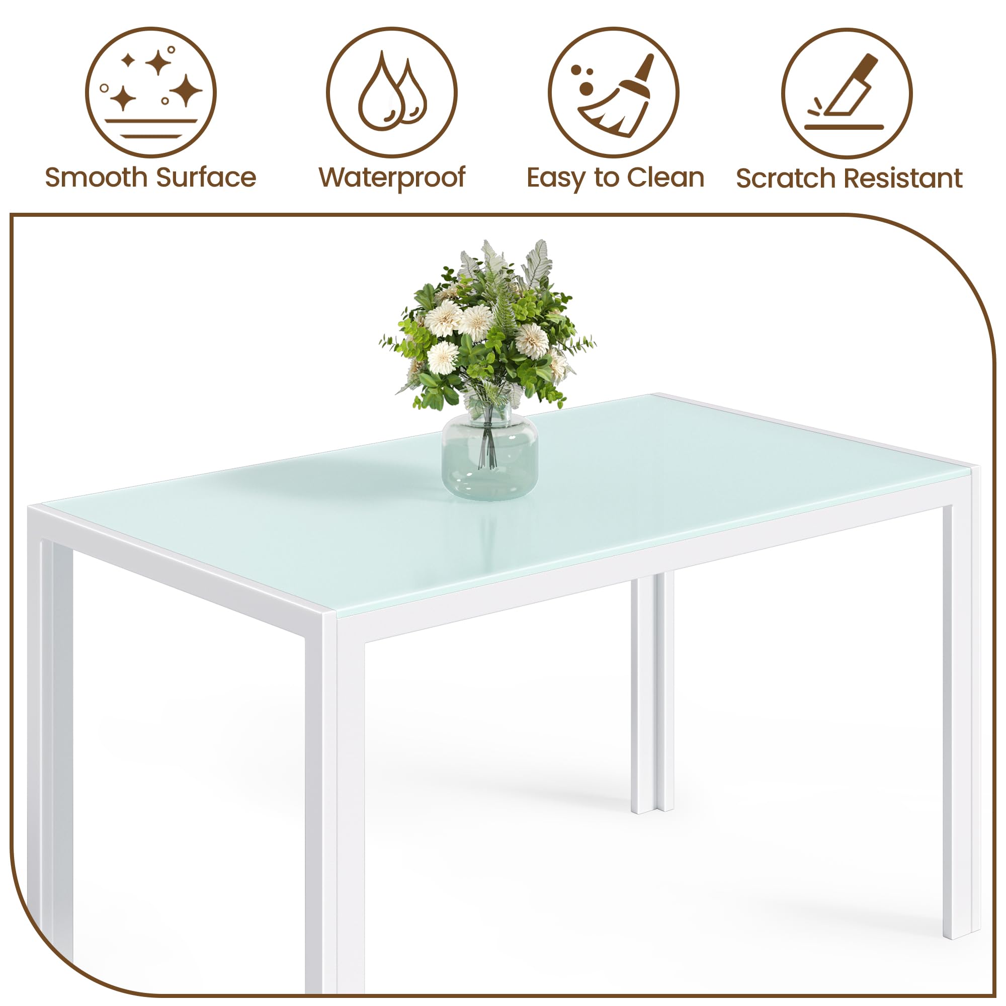 Bealife Eettafel van gehard glas, 130 x 70 x 75 cm, moderne keukentafel met metalen frame, krasbestendig en hittebestendig, voor keuken, woonkamer, eetkamer of koffiehoek, thuiskantoor (zwart, 130 x