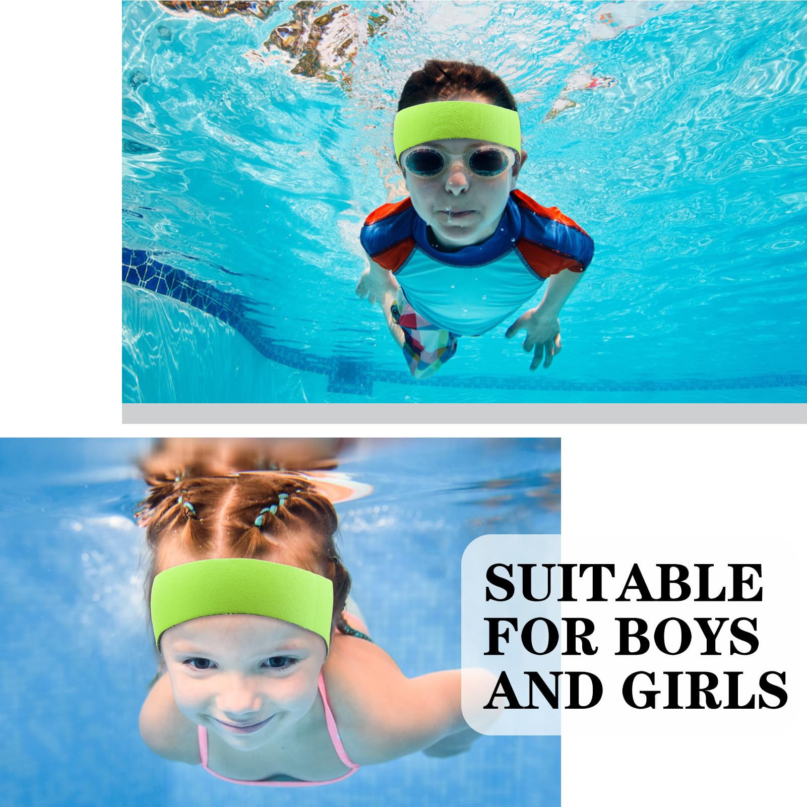 Bandeau De Natation Enfant 2PCS + Bouchons D'Oreille – Protection Oreilles Bain Et Piscine – Bleu