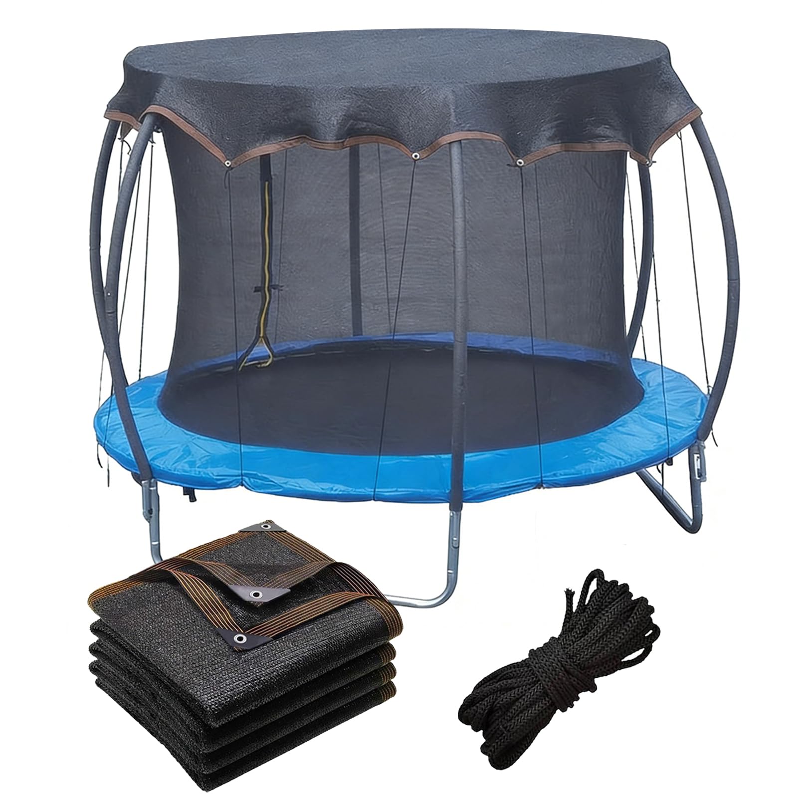 ECYITISY Trampoline Sun Shade Cover, 6FT 8FT 10FT 12FT 14FT 16FT Outdoor Round Trampoline Top Cover 90% Sunshade Cloth High-Density Shade nettingBlack,8FT