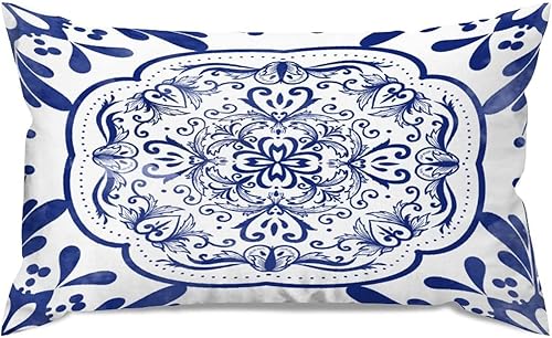 Fundas de almohada lumbar estilo chino vintage con patrĂłn floral oriental de 12 x 20 pulgadas fundas de cojĂn decorativas de porcelana azul y blanca Fundas de almohada lumbar estilo chino vintage con patrĂłn floral oriental de 12 x 20 pulgadas fundas de cojĂn decorativas de porcelana azul y blanca