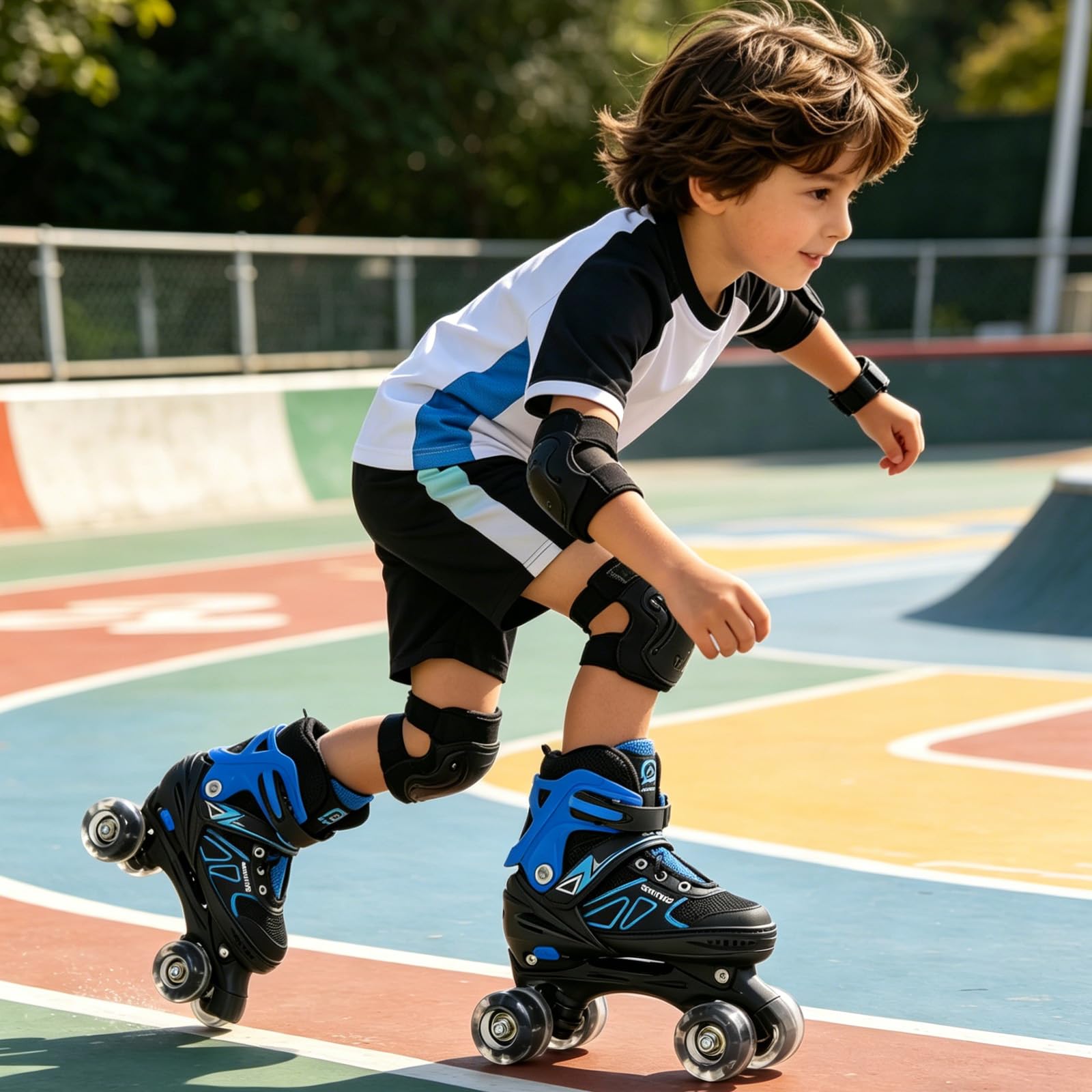Patins en Ligne, Patin à roulettes, Patins à Glace, Rollers en Ligne à Taille Réglable Patins pour Enfants, Adolescents, Adultes, Débutants