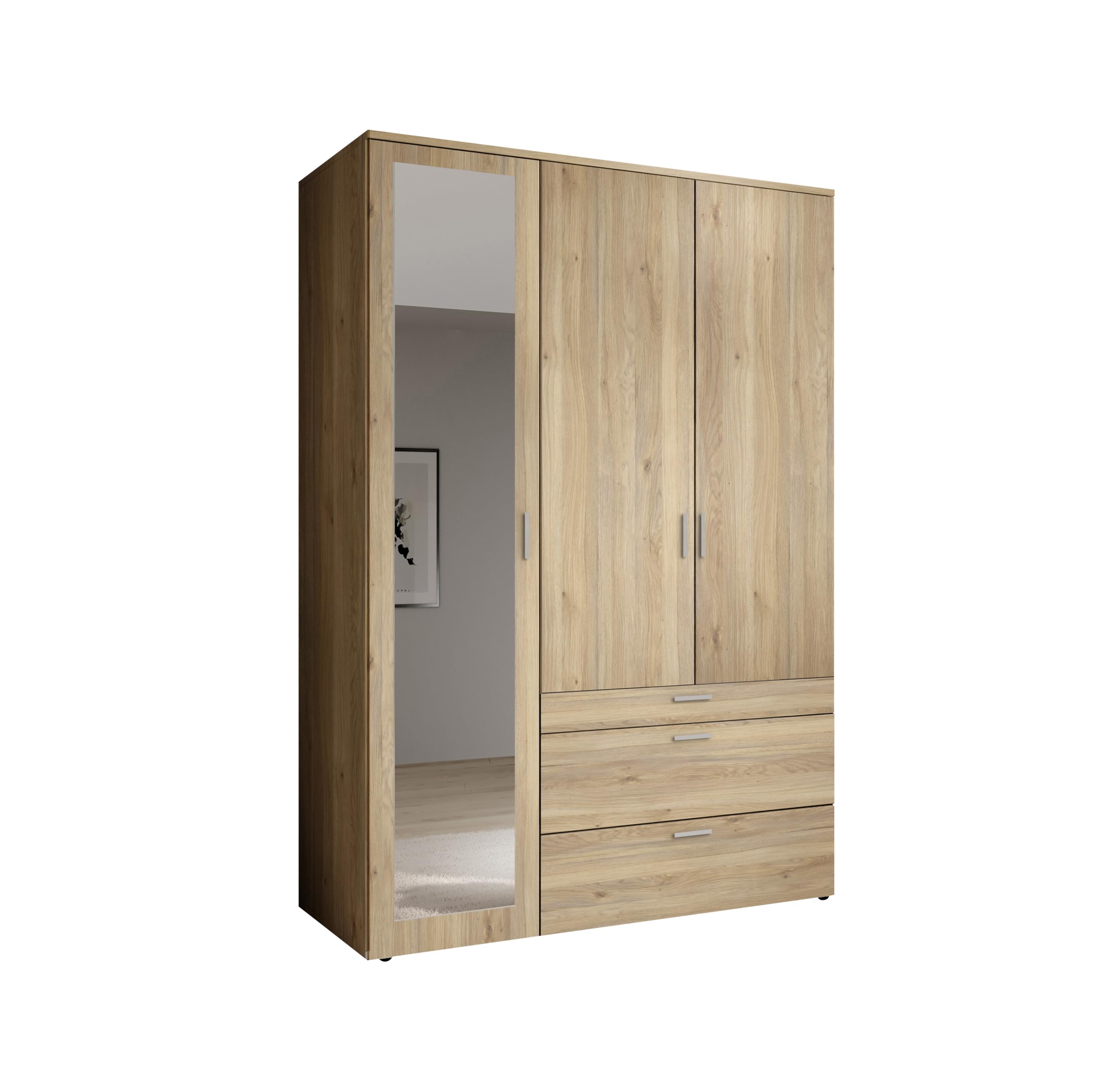Armadio a 3 ante battenti con specchio 135x195x56 cm AVANTI TRENDSTORE