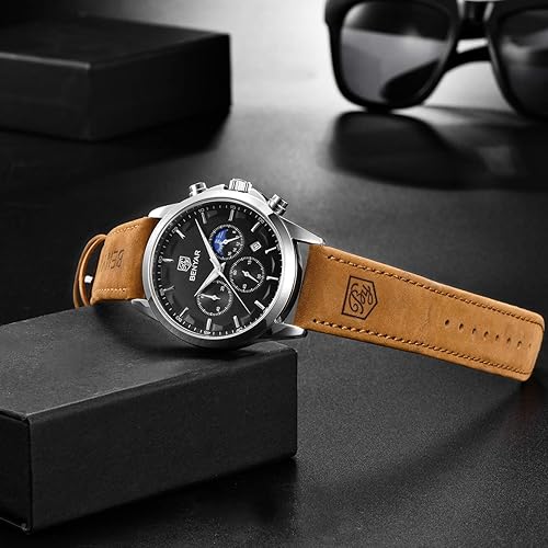 Miniatura 9 de BY BENYAR Relojes para hombre, cronógrafo analógico de cuarzo, impermeables, relojes de pulsera para hombre, moda de negocios, trabajo, casual,