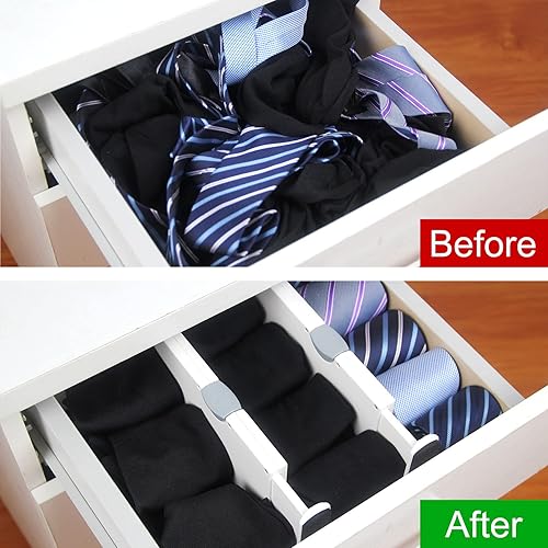 Miniatura 3 de EI Sonador Organizador de separadores de cajones, paquete de 5, separadores ajustables de 4 pulgadas de alto expandibles de 11 a 17.3 pulgadas para