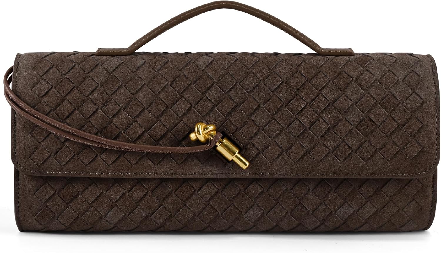 Woven Clutch Purses for Women, Formal Satchel Leather Evening Bag Shoulder Handbag