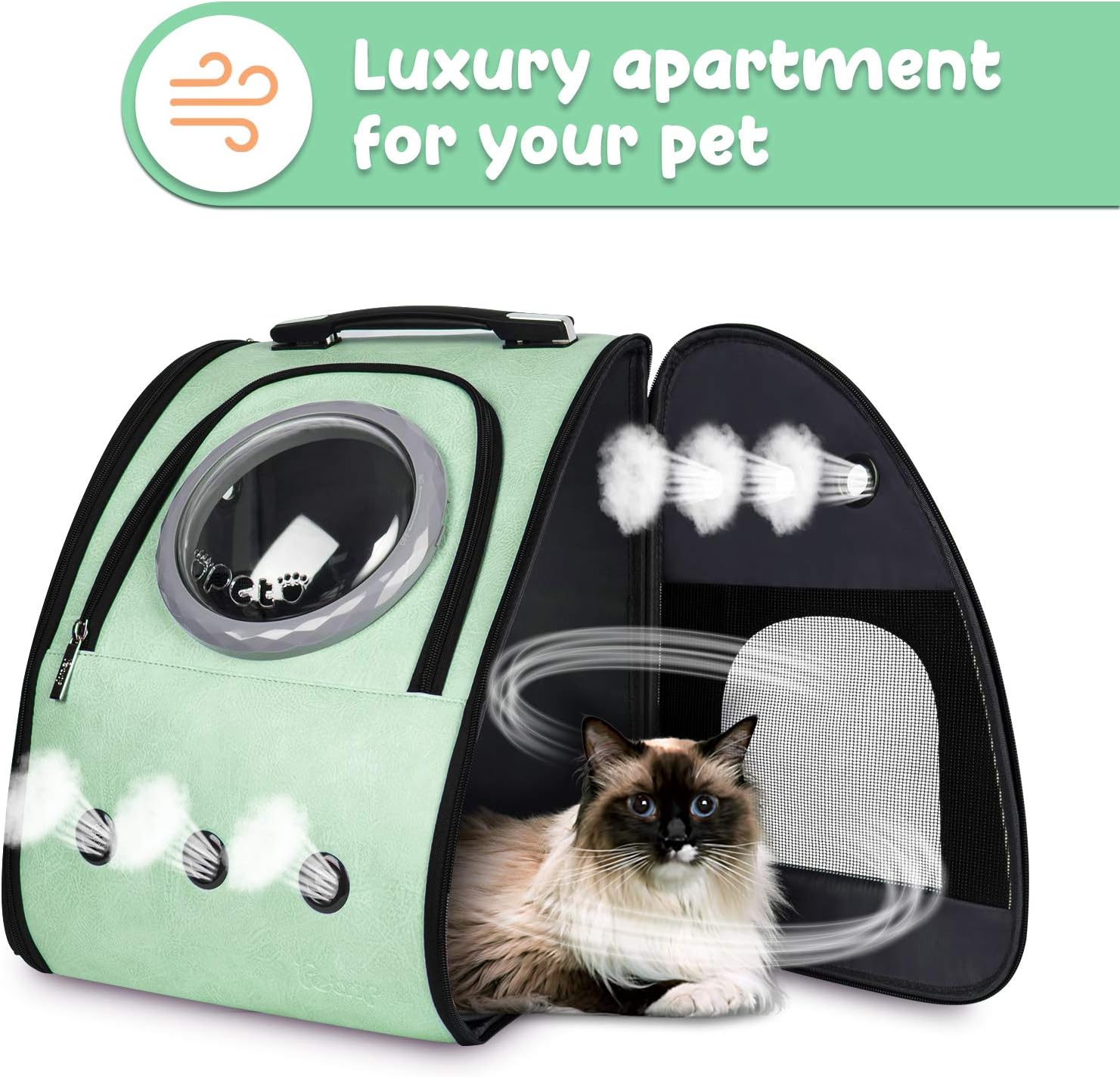 Petrip Pet Backpack Carrier for 20 lbs Cats Small Dogs, Expandable Cat Backpack with Super Ventilated Design, Safety Straps, Buckle Support, Airline Approved Collapsible Dog Backpack