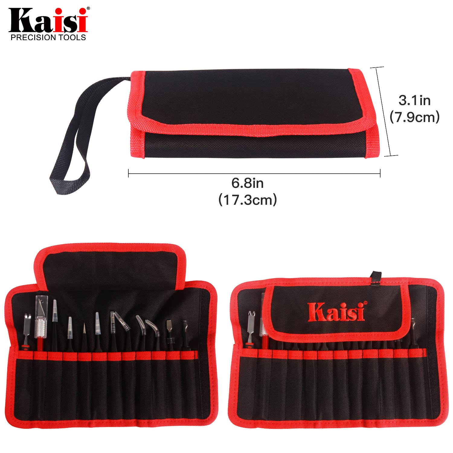 Kaisi - Juego de pinzas de precisión, juego de 12 pinzas ESD, kit de pinzas de acero inoxidable antiestáticas para manualidades, joyería, electrónica, trabajo de laboratorio