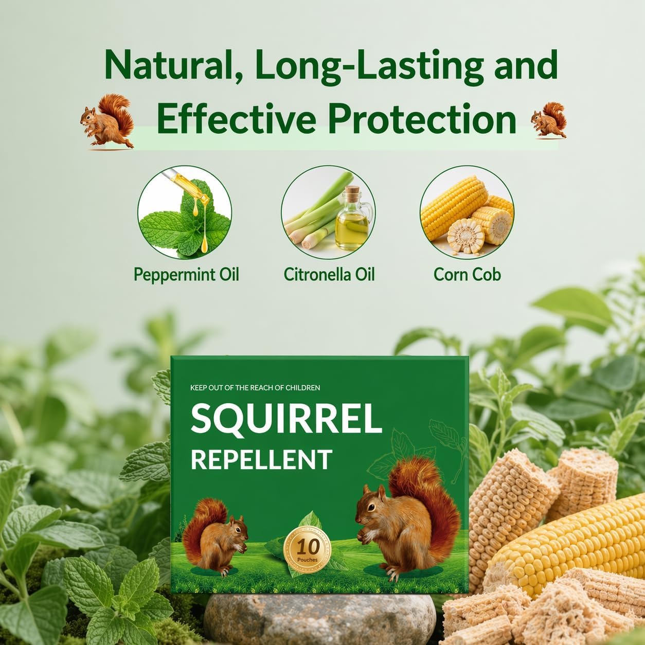 Squirrel Repellent, Chipmunk Repellent Outdoor | Mint Squirr
