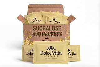 Dolce Vitta Yellow Sucralose Sweetener Packets, 500 Count, Zero Calorie Sugar Substitute for Coffee, Tea, Office, Breakroom & Restaurant Use