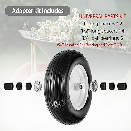 Miniatura 3 de LTNICER Neumático de carretilla plano libre de 14.5 pulgadas, 4.804.00-8 pulgadas para carretilla, carrito de jardín, carretilla, carretilla,