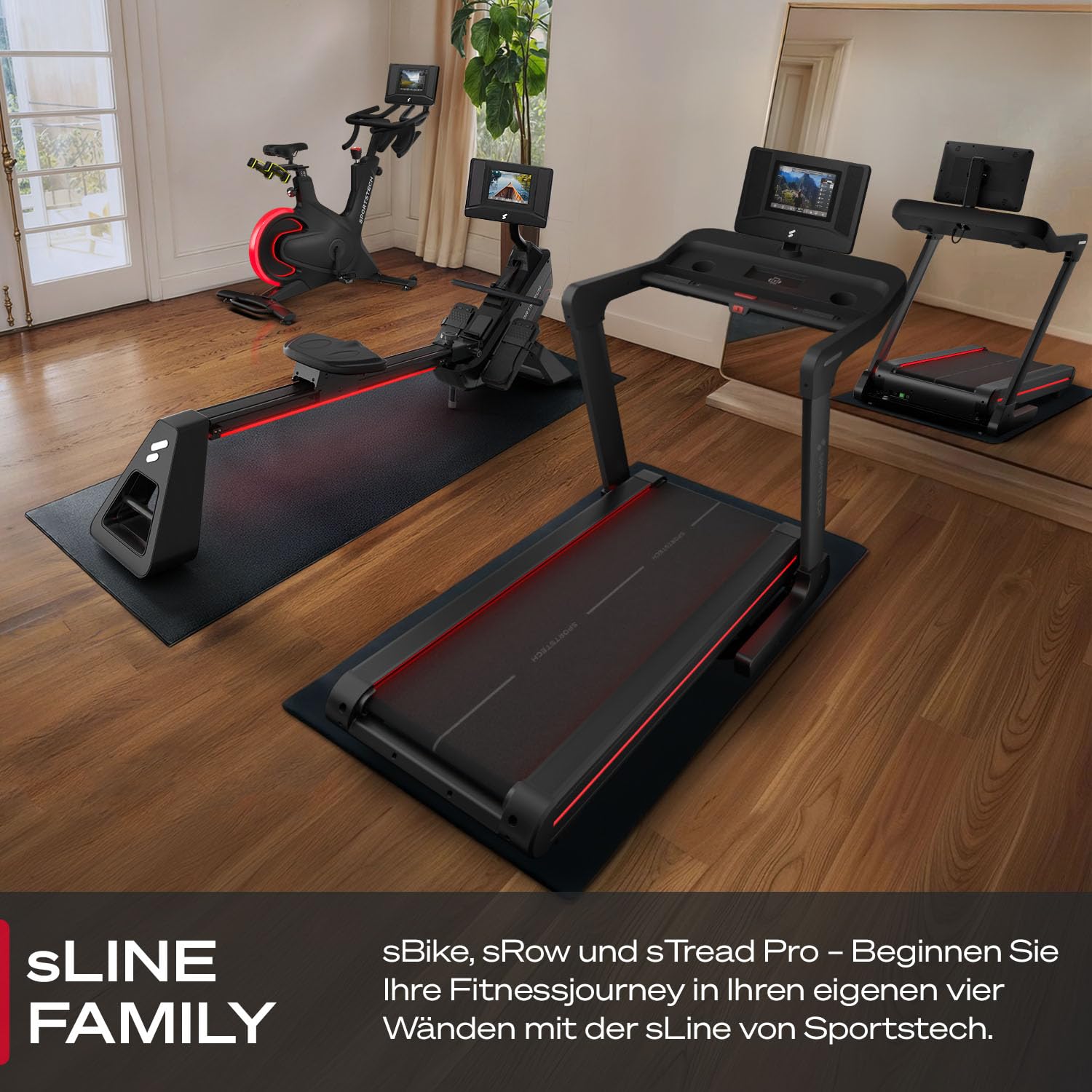 Sportstech Heimtrainer + 10.1" Touch Display - Deutsche Qualitätsmarke - APP mit Live Workouts & Kursen Fitnessbike mit patentierter LED Technologie, Ergometer, sBike