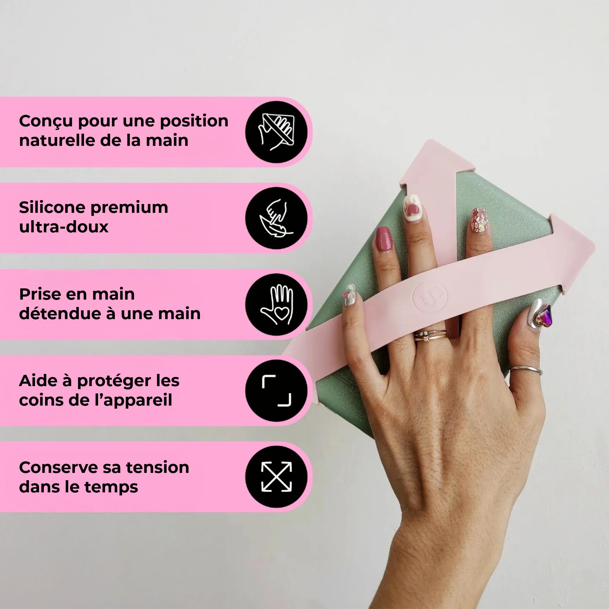 Strapsicle Sangle Main pour Kindles & Kobos – Convient Paperwhite Gen 11/12 (6,8”/7”), Signature Edition – Colorsoft – Lot de 2 – Grand – Blush