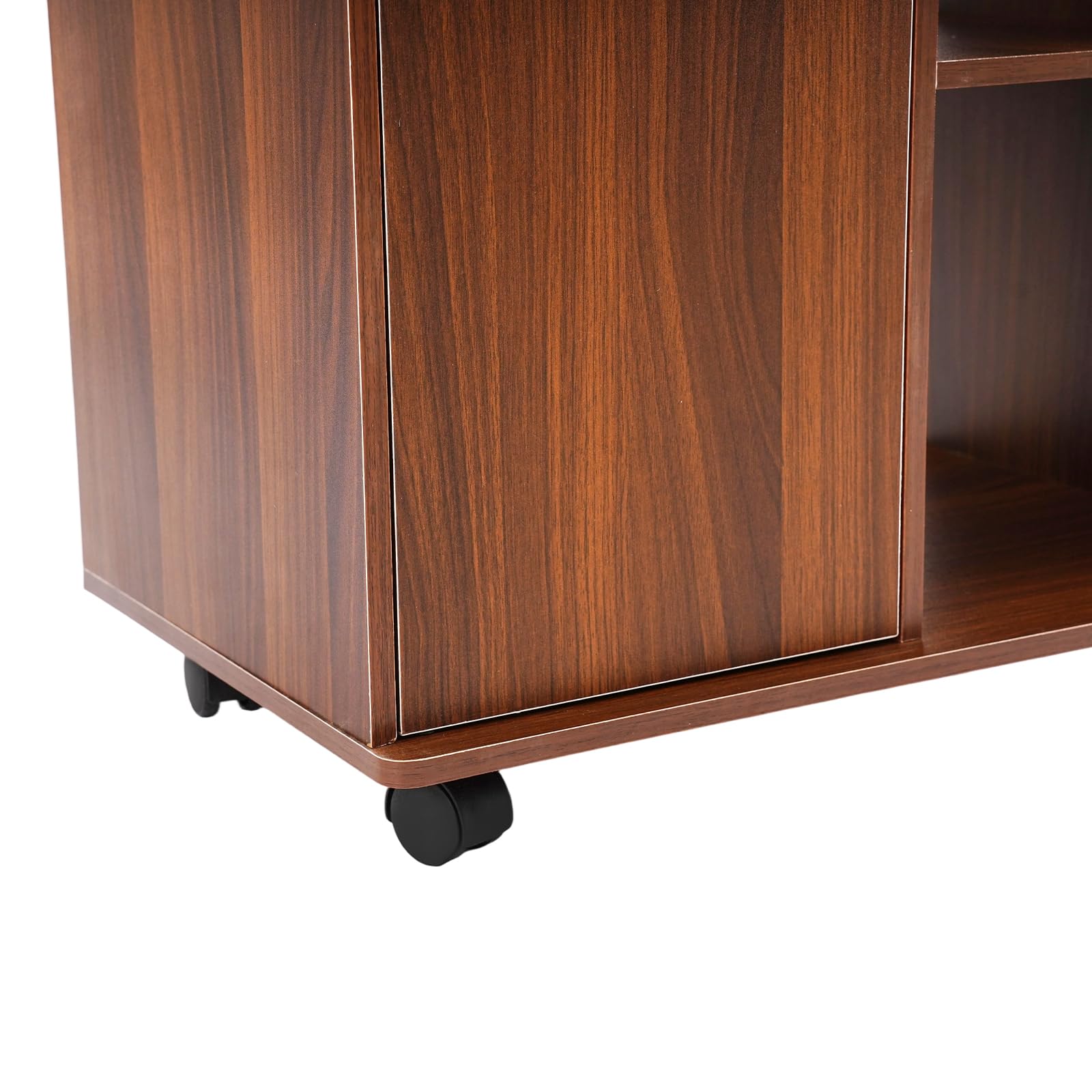 Armadietto mobile con chiusura a chiave, 90 x 34 x 59 cm, ampio spazio per ufficio, con 3 cassetti e 5 ruote, mobile per ufficio, studio, scuola (rovere nero)
