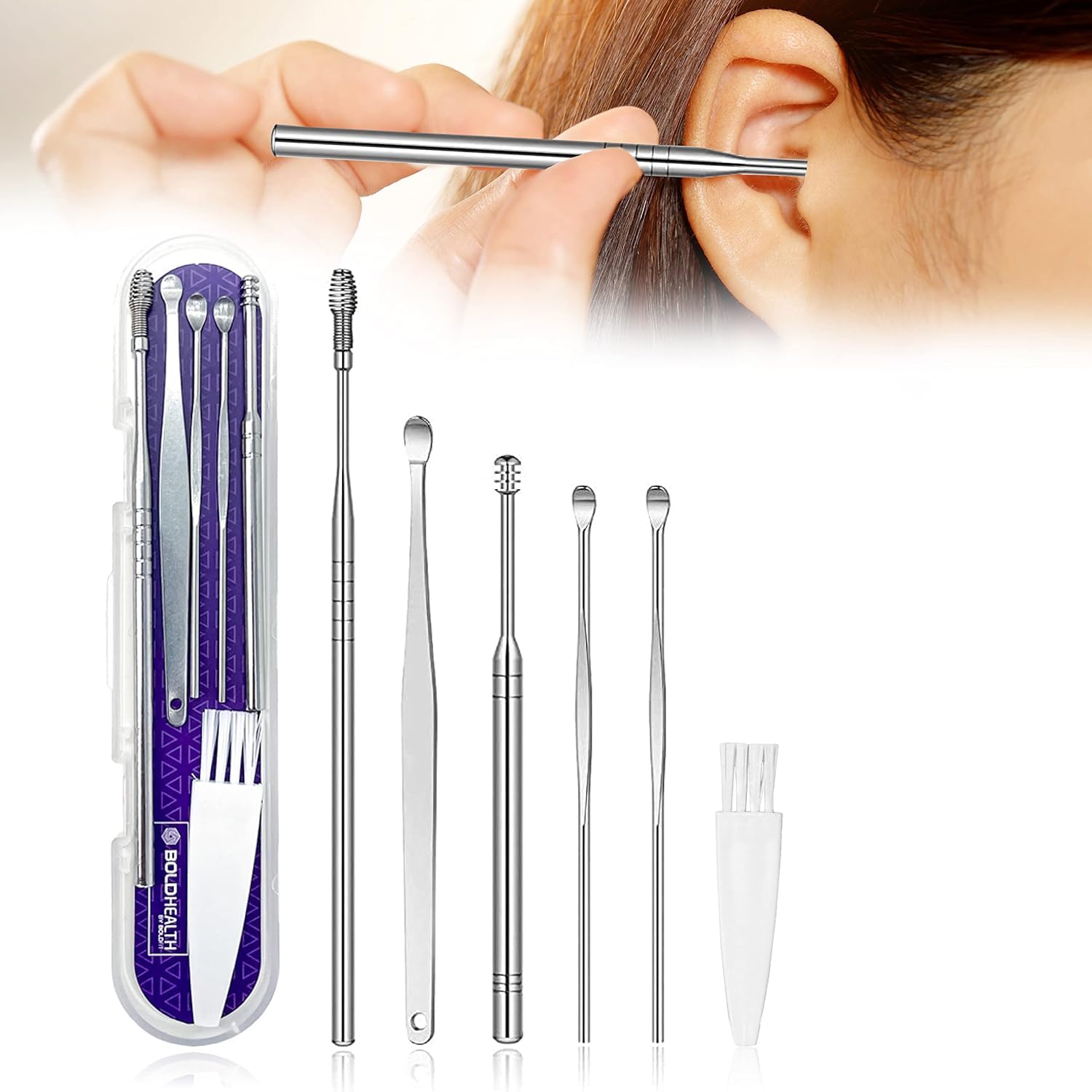 DPV GLOBAL Ear Wax Cleaner-Resuable Ear Cleaner Tool Set With Storage Box-Ear Wax Remover Tool Kit With Ear Curette Cleaner And Spring Ear Buds Cleaner-6 Pc,(Earcleaner6Pcs) (B0CXDX3DJ5) Amazon Price History, Amazon Price Tracker