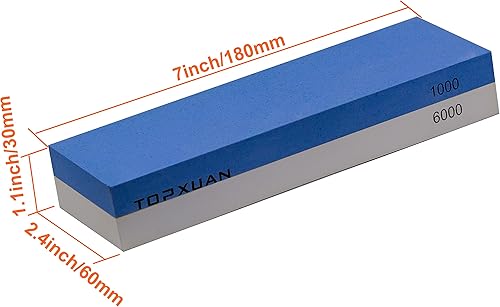 Miniatura 3 de Piedra de afilar cuchillos, piedra de afilar de 2 caras, piedra humedal profesional para afilar cuchillos de cocina con goma antideslizante