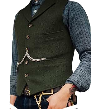アパルトモン Original Yarn Tweed VEST Hipster Mens Tweed Waistcoat Herringbone Retro Vest Hunting