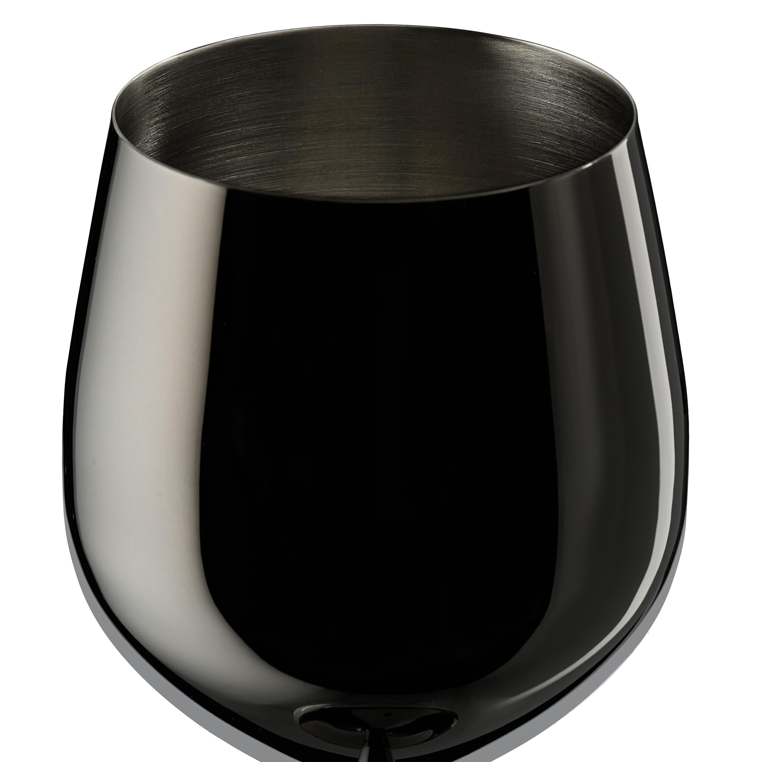 Relaxdays 4 Copas de Vino Tinto o Blanco, de Acero INOX, Irrompibles, Frío por más Tiempo, 400ml, Negro, Inoxidable, 20,5 x 9,5 cm