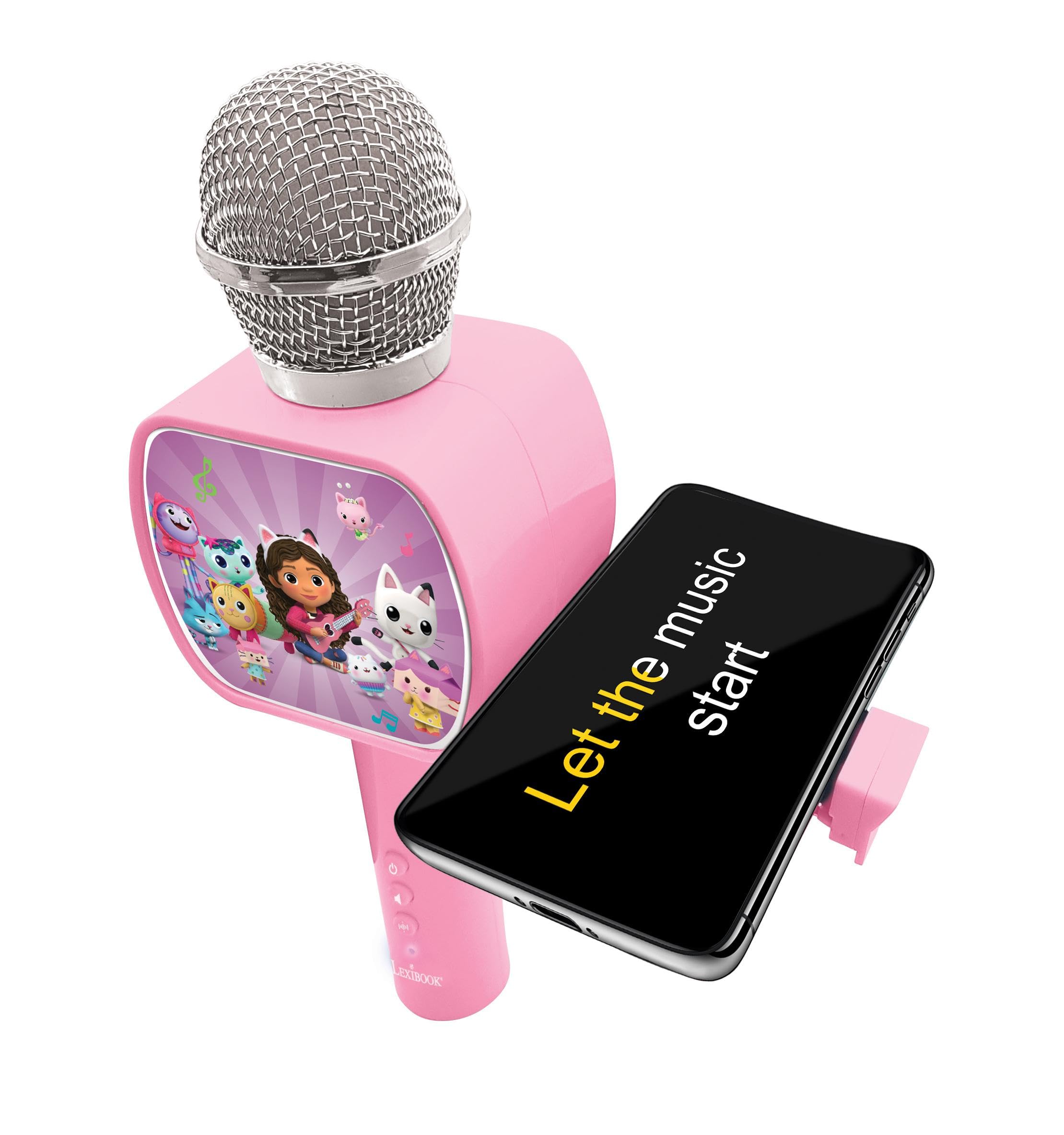 Lexibook, Gabby's Dollhouse, Bluetooth® Microphone with voice change function, Built-in speaker, Phone holder included, Pink - Image 3