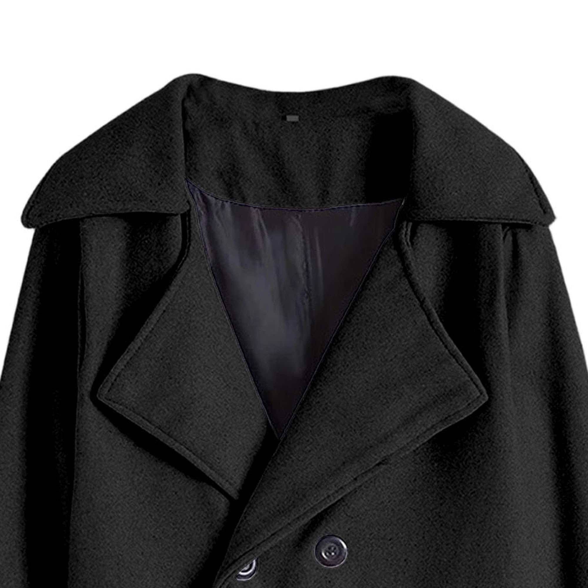 Cappotto da uomo doppiopetto invernale giacca a vento in misto lana cappotto trench in lana con risvolto dentellato