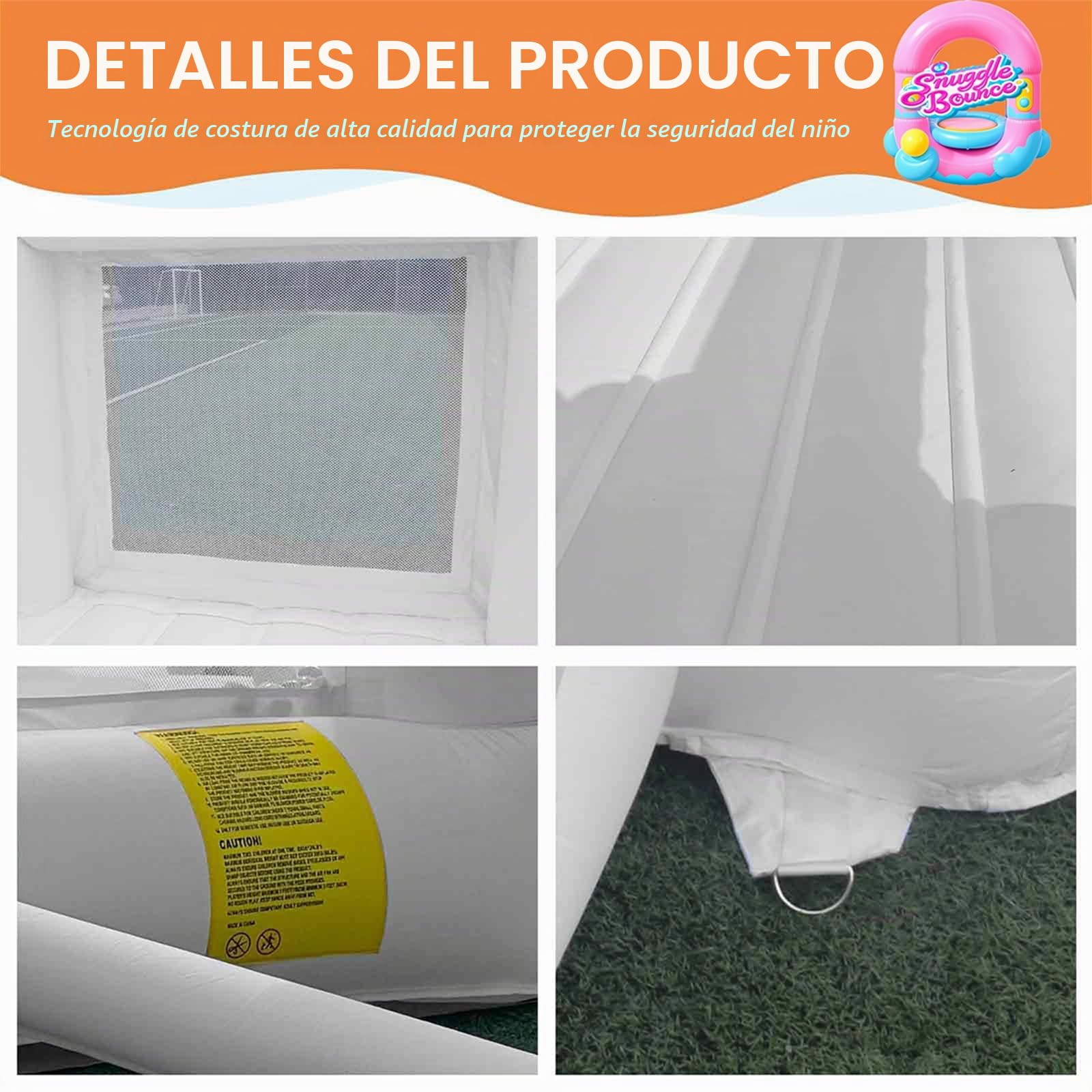 Casa hinchable blanca de 2,7 m, casa hinchable para niños pequeños de 3 a 6 años, regalo de fiesta con soplador, saltarín blanco, castillo hinchable, decoraciones de boda para jugar al aire libre en