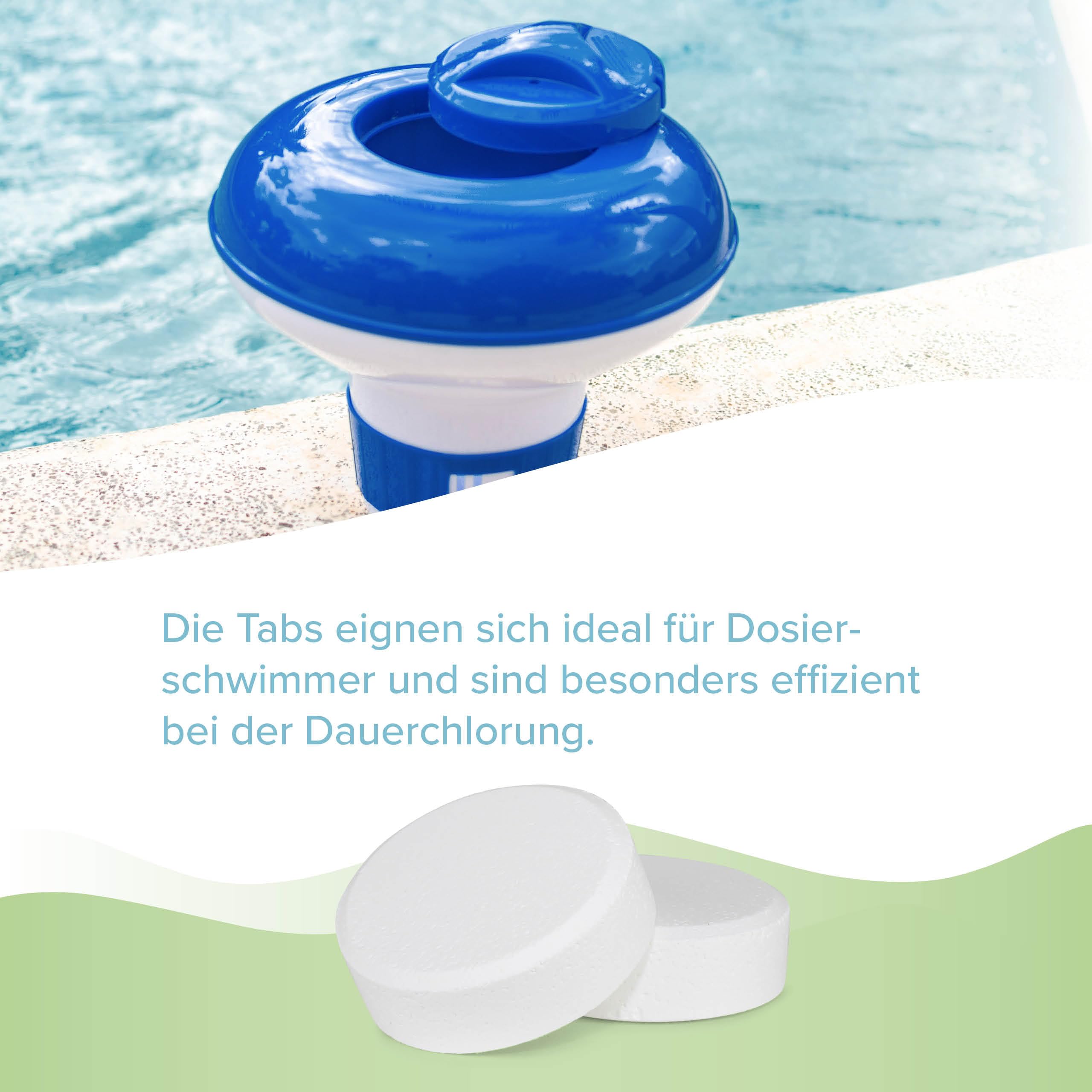 Höfer Chemie Pool Chlor Tabletten langsam löslich 200g 5 kg Bayzid - zur dauerhaften Chlorung von Pool und Schwimmbad - Hochwirksam gegen Bakterien und Pilze