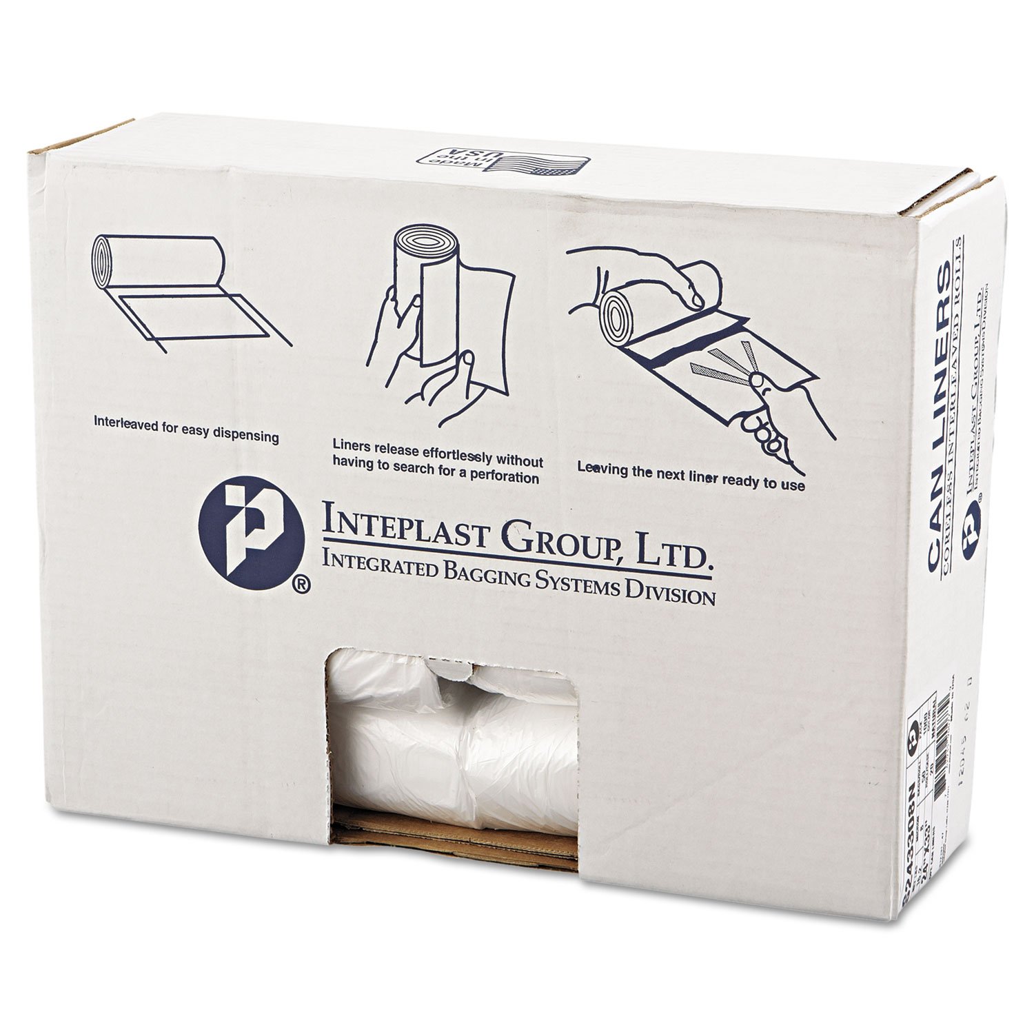 Inteplast Group S243308N High-Density Can Liner, 24 x 33, 16gal, 8mic, Clear, 50 Per Roll (Case of 20 Rolls)