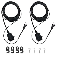 Vista 10 de Cable de luz colgante – Bombilla colgante de 10 pies con cable de enchufe – Paquete de 2 cables de lámpara E26 con cable de extensión negro, cable