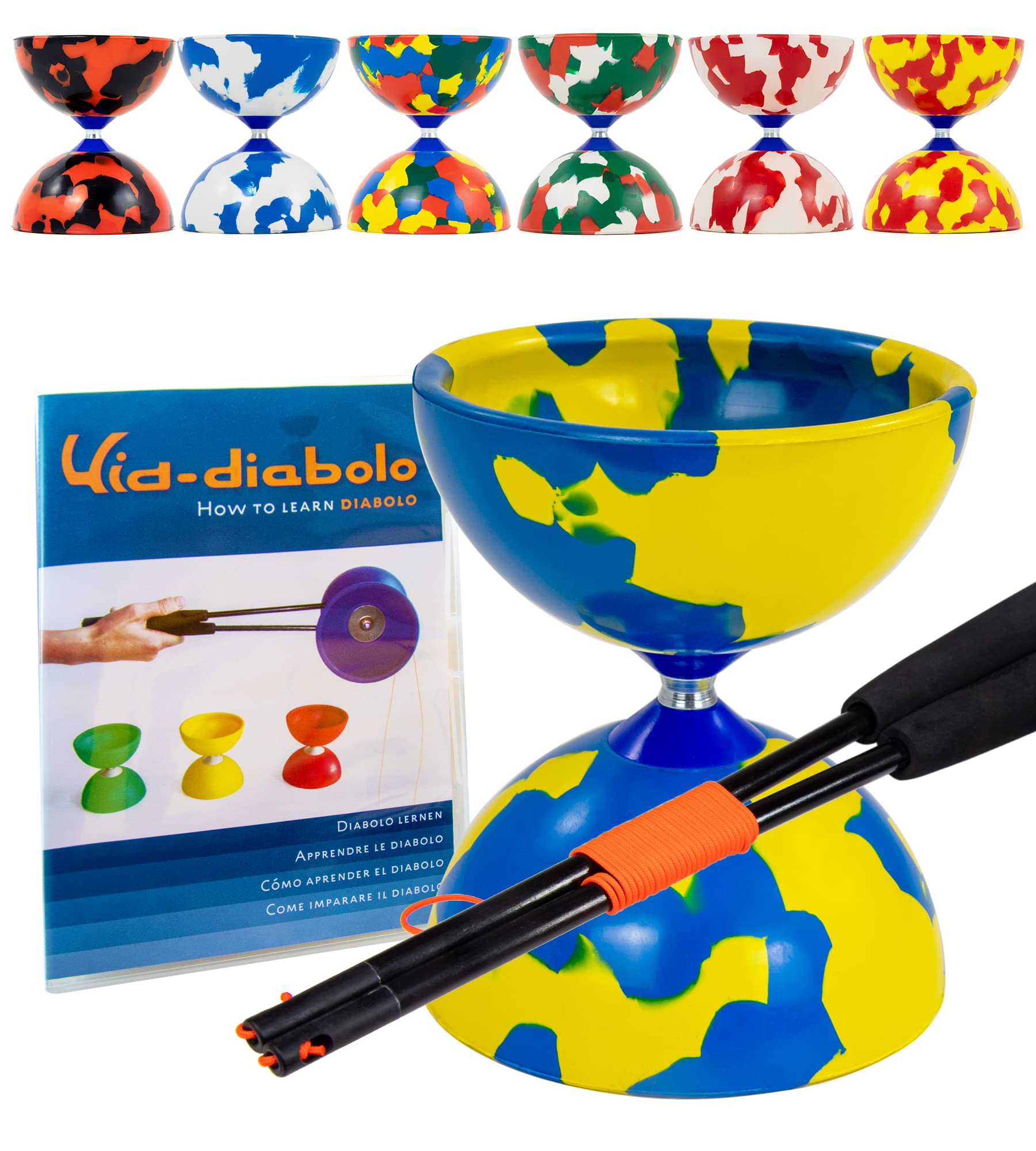 Juggle Dream Jester Diábolo Set para Malabares - Diábolo con Eje Fijo con Palos de Fibra y Vídeo de Aprendizaje en Línea (Rojo/Blanco) — view 10