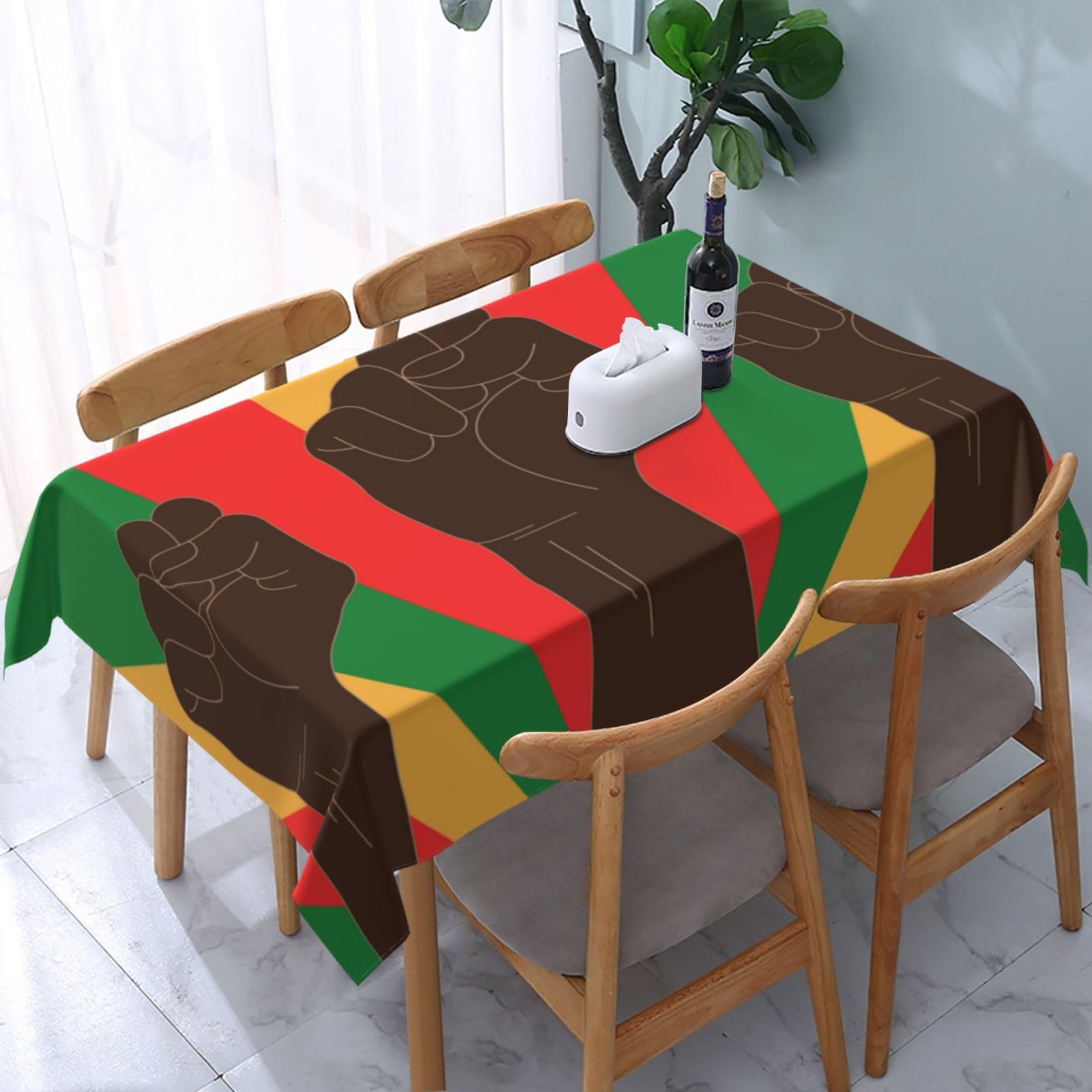 JunHeArt Black History Month Tablecloth Rectangle Table Cover Washable Table Cloths Decor For Kitchen 54" X 72"