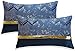 Artscope Juego de 2 Fundas de Cojines para Cama Sofá Coche Decoración de Lujo Moderno Minimalista Piel Dorada con Costuras Onduladas Cuadradas 30 x 50 cm Azul Marino