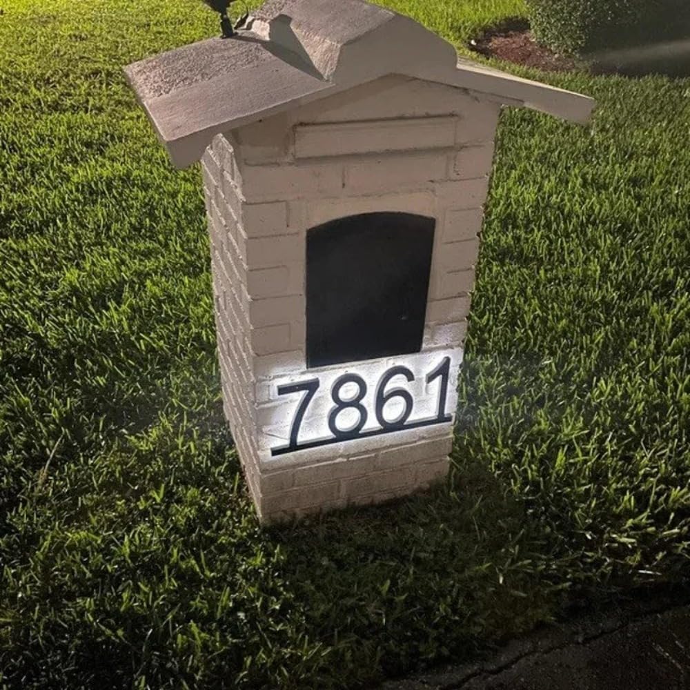 Números de casa LED personalizados, placa de dirección iluminada, retroiluminación metálica, placa metálica con retroiluminación (2 dígitos, 20 cm)
