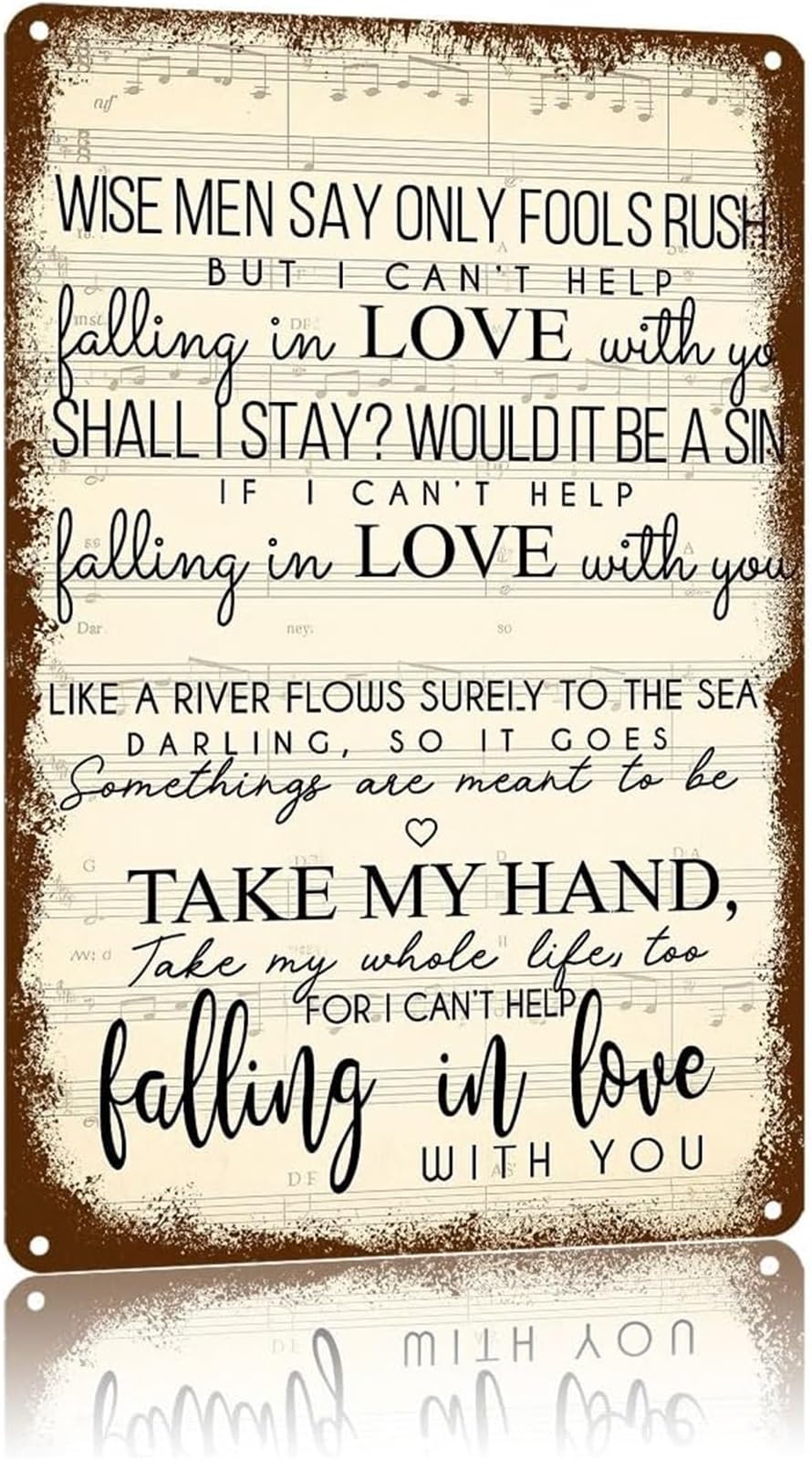 FNYUVNFAF Music Themed Wall-Art Vintage Metal Sign Famous Song Lyrics Text Art Aluminum Plaque for Decor (8 X 12 in)