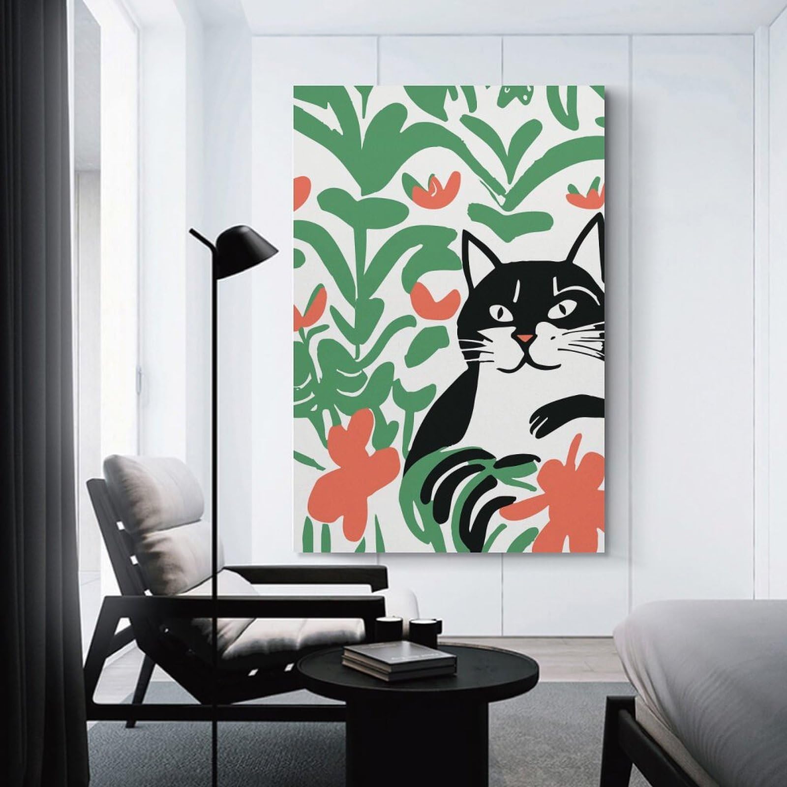 Junmoney Decorative Wall Artwork Fauvist Cat, 24x36inch(60x90cm), for Living Room, Lounge Or Sitting Room, Modern Wall Decor for Cosy Interiors