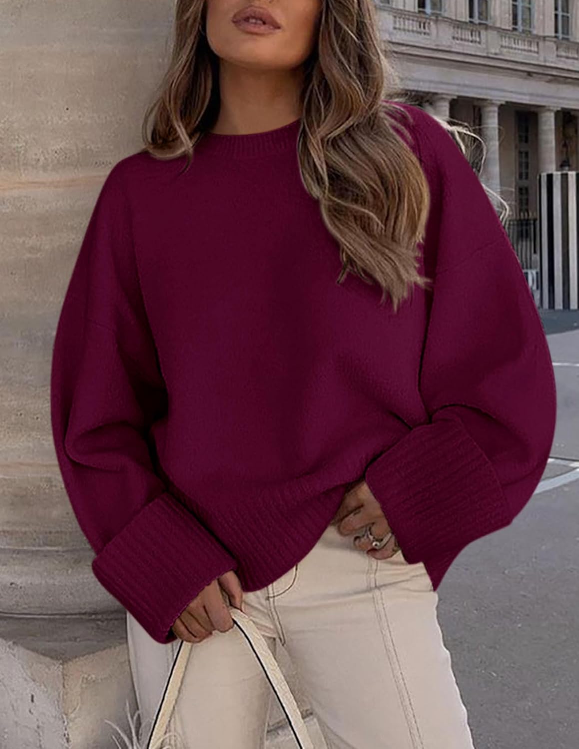 PRETTYGARDEN Women's Fall Oversized Sweaters Casual Crewneck Pullover Long Sleeve Fuzzy Chunky Knit Tops Blouse - Image 3