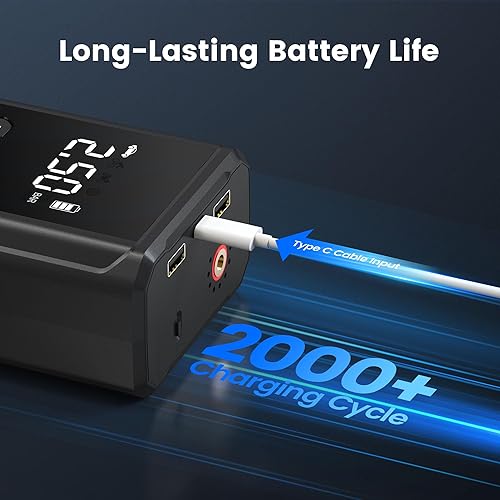 Miniatura 5 de J26 Arrancador portátil para automóvil con compresor de aire, 3500A 12V amplificador de batería de coche (todo a gas y motores diesel de hasta 6.0