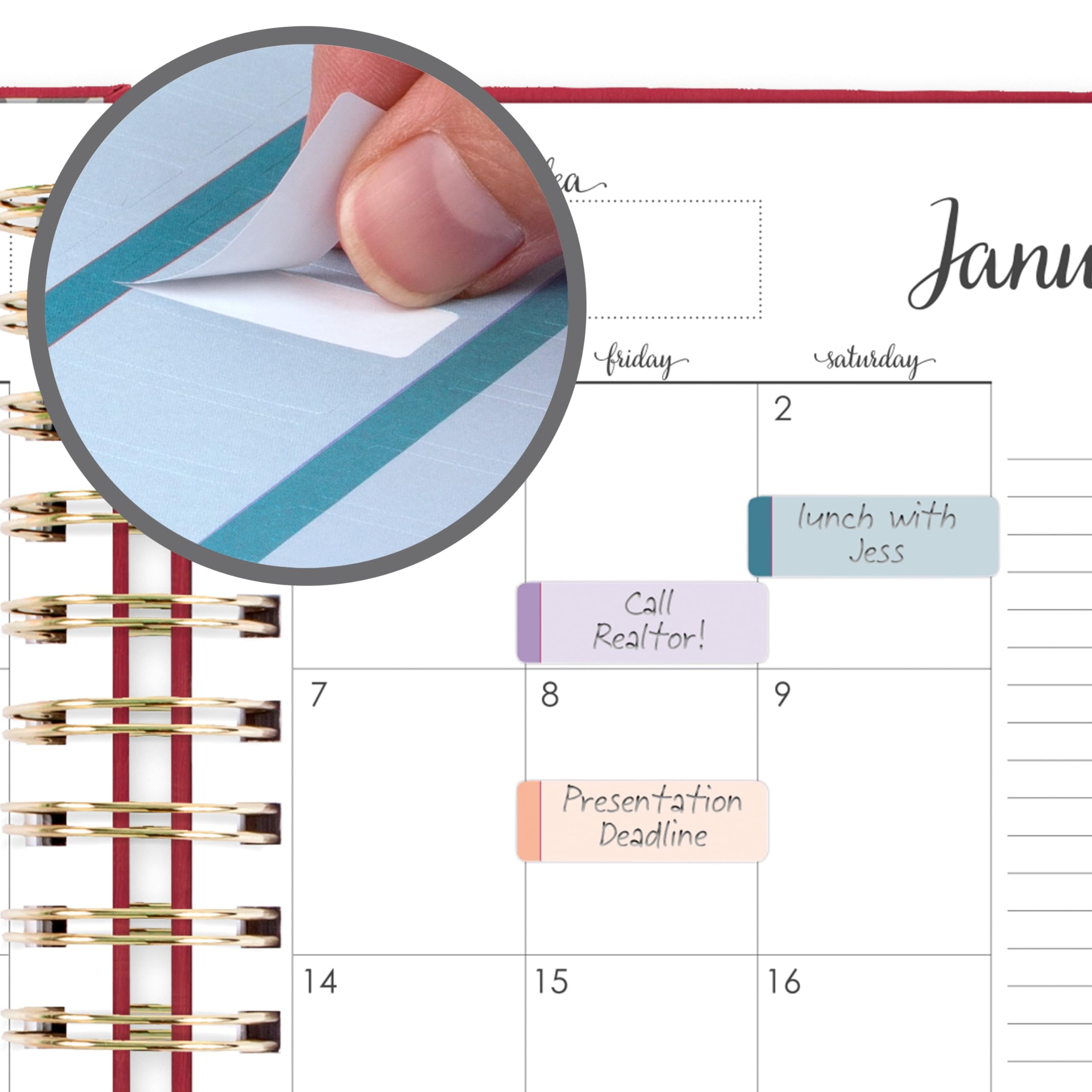 AT-A-GLANCE Agenda 2027, giornaliera e mensile, 17,8 x 22,2 cm, copertina rigida, motivo: armonia, colore: bacca (6099-806-59-27)