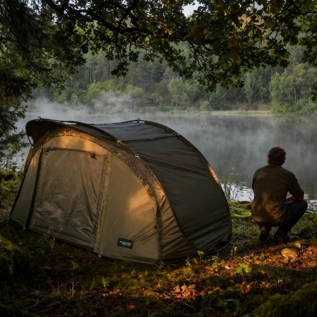 MK-Angelsport Pop Up Bivvy (medidas: 252 x 131 x 124 cm) Tienda de campaña para festivales de pesca
