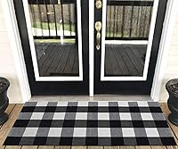 Vista 26 de Levinis - Alfombras de pasillo de cocina - Negras y blancas, cojín de sofá de celosía retro y alfombra de área - Alfombras lavables, tejidas a mano