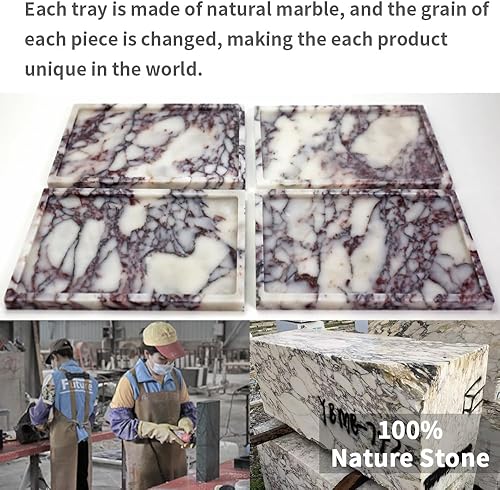 Miniatura 3 de Bandeja de mármol natural lujosa auténtica bandeja de almacenamiento de mármol para decoración del hogar bandeja de piedra para