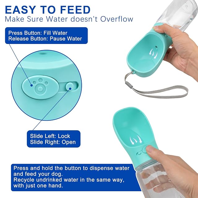 Foto 5 de 8 de Emwel Botella de Agua para Perros, alimentador de Agua de 550 ml, a Prueba de Fugas