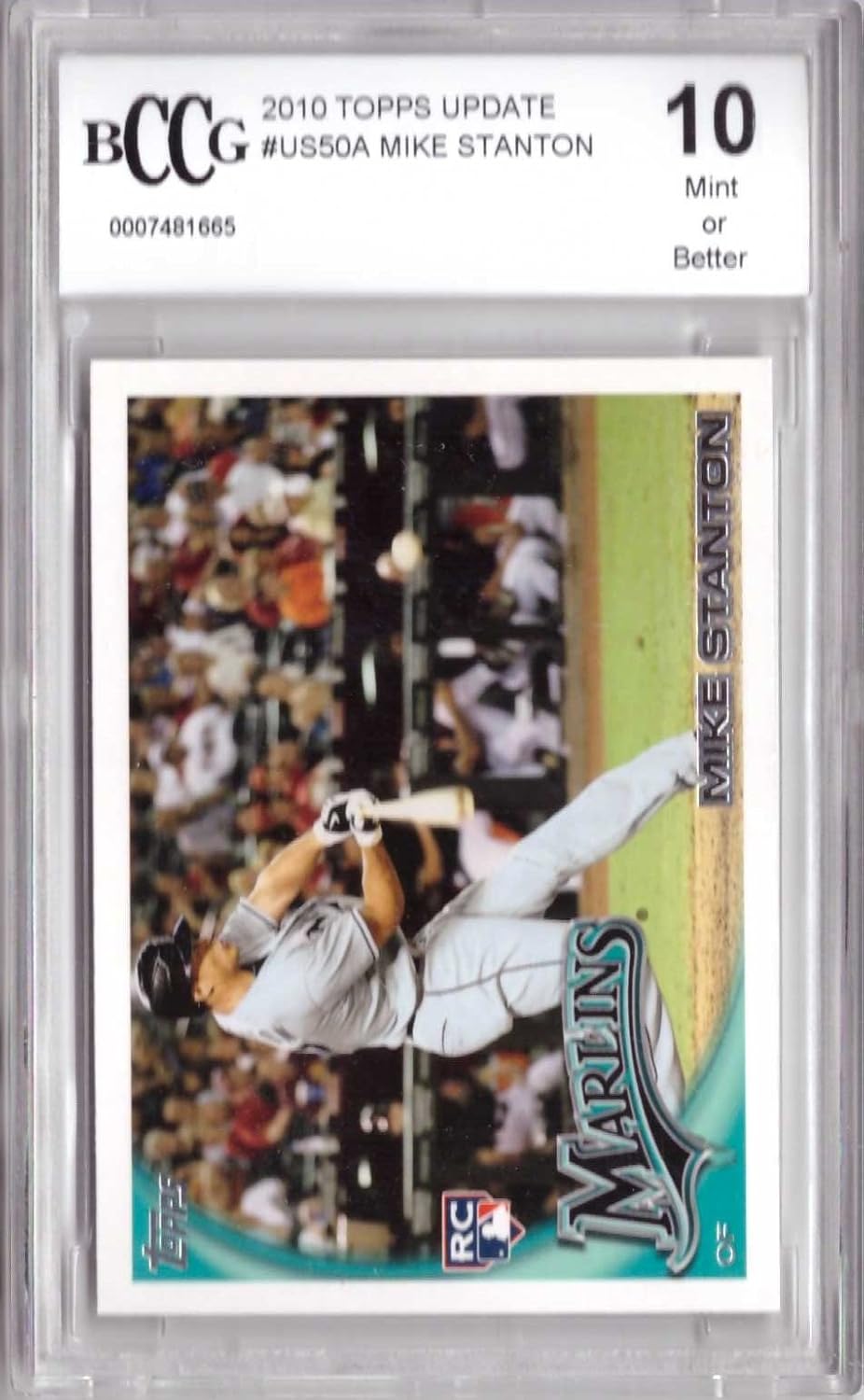 2010 Topps Update Baseball #US50 Mike (Giancarlo) Stanton Rookie Card Graded BCCG 10