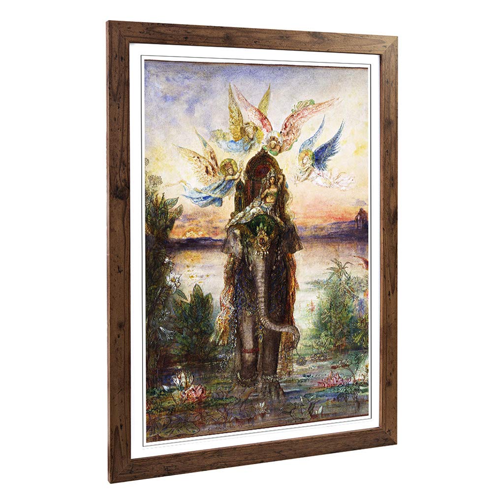 Big Box Art Framed Print of Gustave Moreau The Sacred Elephant Design | Wall Art Picture | Home Decor for Kitchen, Living Room, Bedroom, Hallway, Walnut, A2 / 24.5x18 Inch / 62x45cm