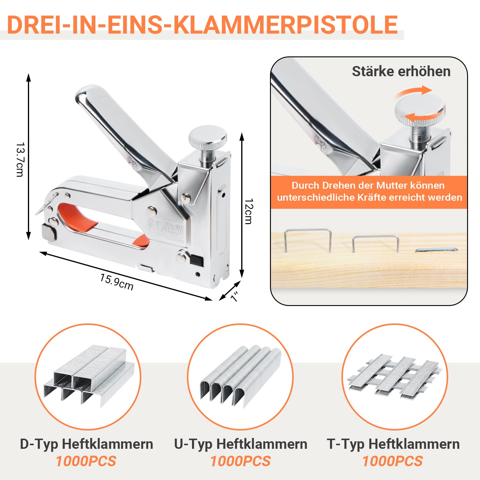 COOZEE Leinwand Zange und Grundentferner Set, Hochleistungs-Leinwand-Börsezange, Drei-in-ein-Grundnahrungsmittelpistole mit 3 Arten von Heftklammern für Rahmen- und Leinwandprojekte
