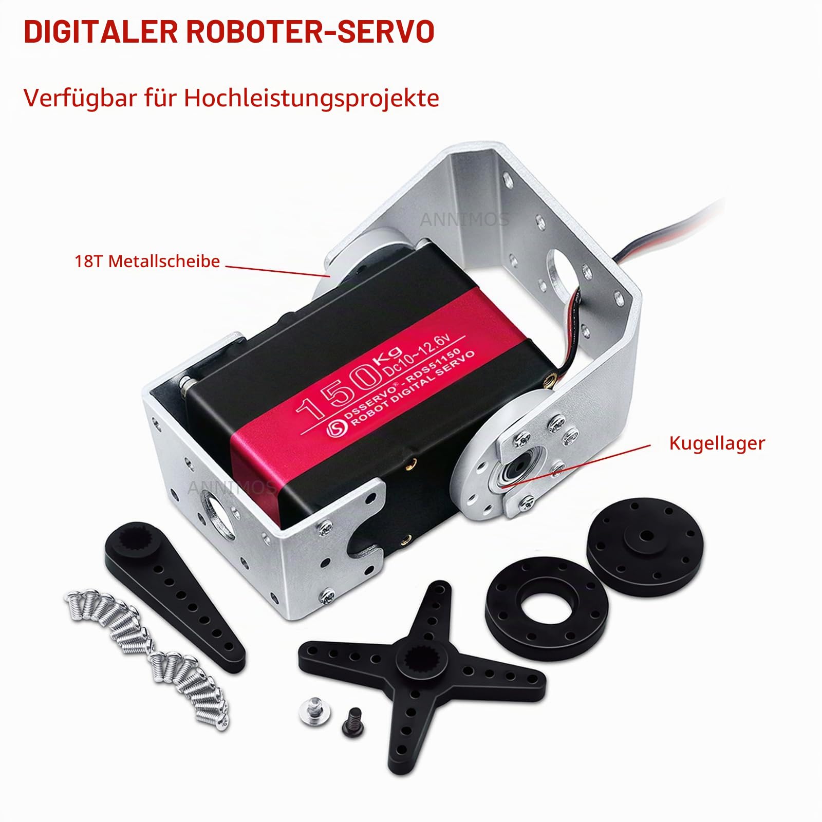 150KG Roboter Servomotor 12V Hochspannung hohes Drehmoment Stahlgetriebe große Digitale Lenkung Servos mit Halterungen