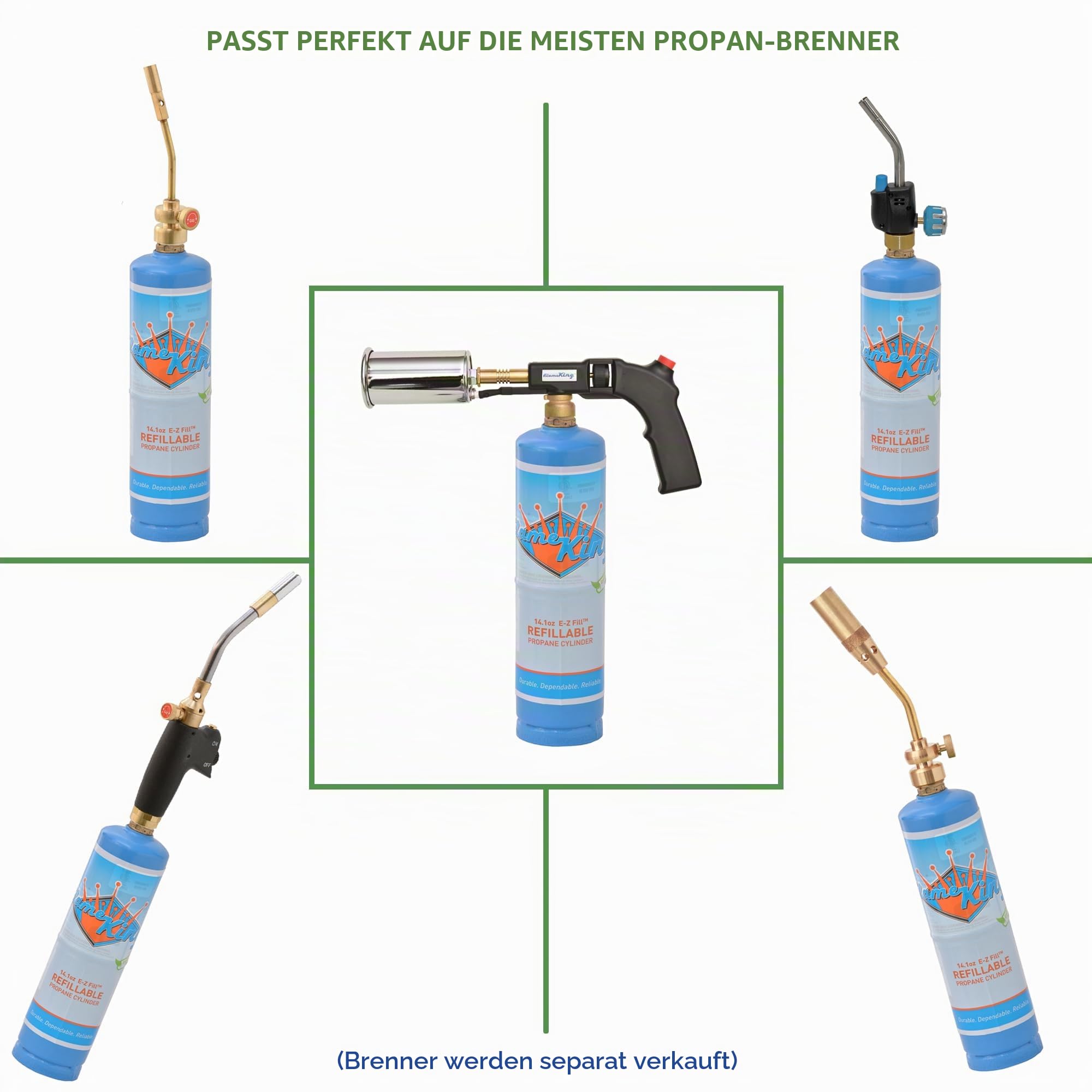 Flame King FLMKNG141LP Leerer Propan-Schweißzylindertank, wiederverwendbar und transportierbar, sichere und legale Nachfülloption, 450 ml, Blau